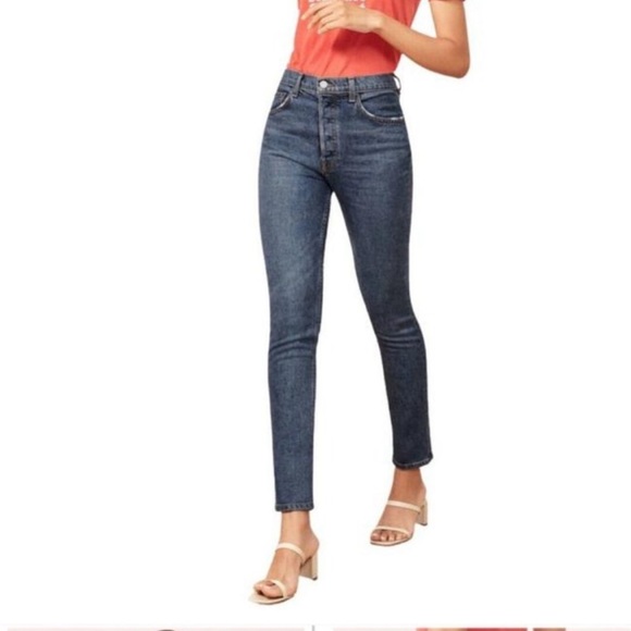REFORMATION Serena High Waist Button Fly Skinny Jeans Kasai Wash - Picture 2 of 4